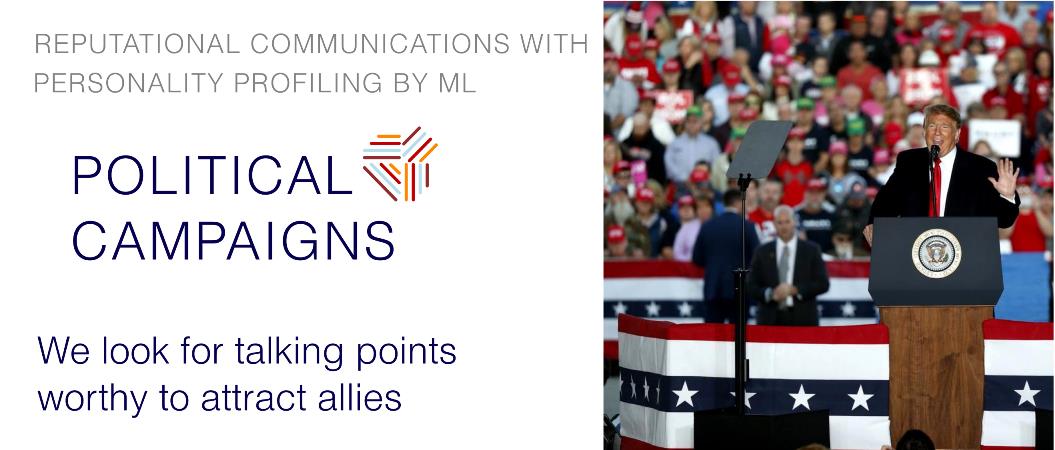 Reputational comms with ML personality profiling for political campaigns